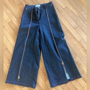 Osman Front Zip - Wide-Leg - Cropped Jeans. Size 2 Retail $550